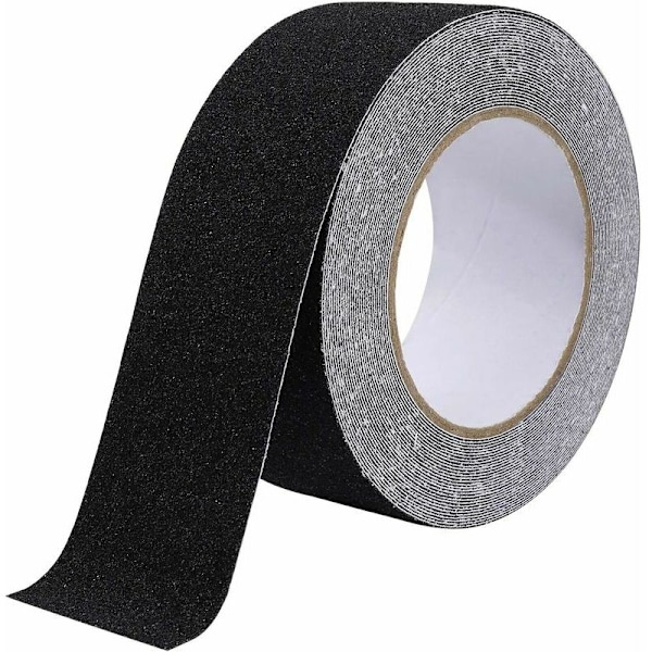 Halkskyddstejp för trappor, friktion, slipande för säkerhet, stege, inomhus, utomhus, hög draghållfasthet, 5 cm x 10 m, svart