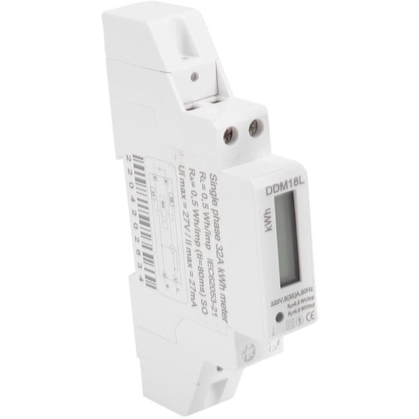 220V enfas Din-skena LCD digital display elförbrukning Wattmeter Wattmeter Kwh 5-32A