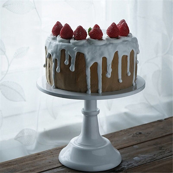 12 Tommer Rund Kage Stativ Plade Sokkel Dessert Holder Fest Fødselsdag Bryllup 8.66 Højde - Hvid
