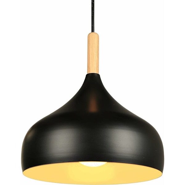 Taklampa Chandelier Retro 24CM Hänglampa Modern Skandinavisk Stil Droppformad Taklampa E27 Metall Trälampa Hänglampa för Sovrum Matrum
