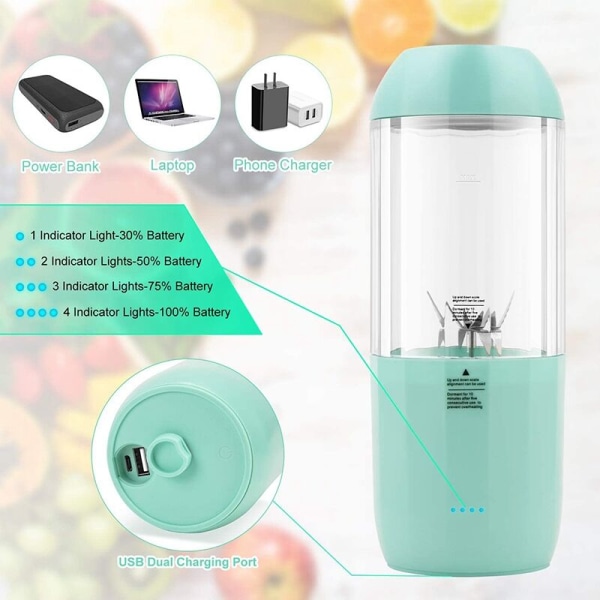 Blender Smoothie Makers, Mini Bærbar Blender, Smoothie Shake Maker, Bærbar Blender, Frugt Blender, 380 Ml