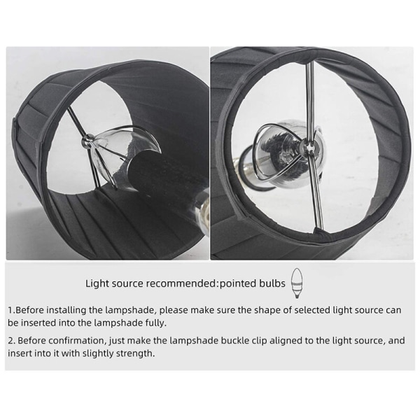 Klips på lampeskærm stearinlys lampeskærm til loft vedhæng lampe bordlampe gulvlampe 6 stk sort