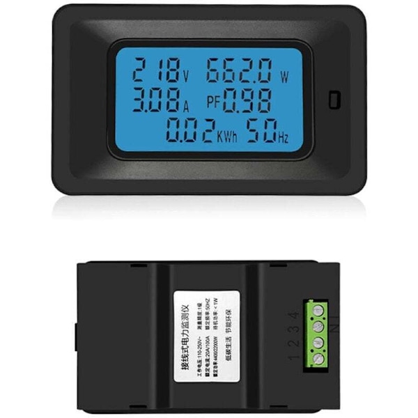 Elförbrukningsindikator Multifunktionell Hushållsströmmätare, Watt-timmarsmätare, AC Digital Display Spänning och Strömmeter, Effekt
