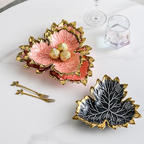 Phnom Penh Plate Maple Leaf Keramisk Oppbevaring Serveringsbrett Kake Dessertfat Organizer Stue Bordservice E