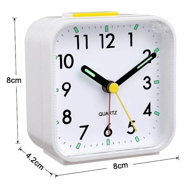 Tyst analog väckarklocka utan tickande, skonsam väckning, pipande ljud, volymökning, batteridriven snooze- och ljusfunktioner, enkel inställning