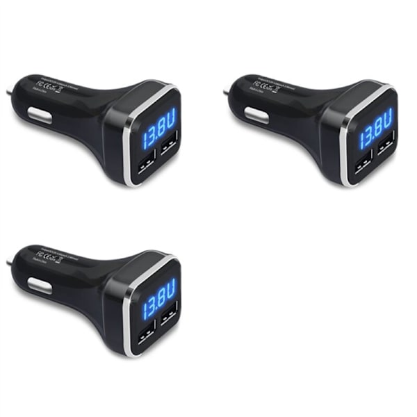3X Billaddare Voltmätare Batterimonitor med LED Spännings- och Ampere-display, för / Xs, Galaxy S20 S10