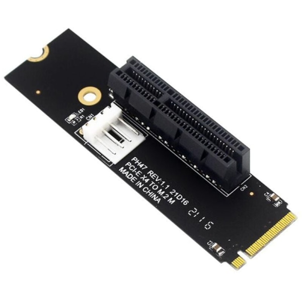 NGFF M.2 til PCI-E 4X Riser-kort M2 M Key til PCIe X4 Adapter med LED-indikator SATA Power Riser for Mining