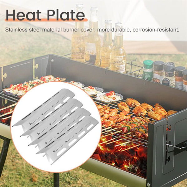 4 stk. Varmeplader til , Master Forge, Perfect Flame, Gasgrill Reservedel Rustfrit Stål Varmediffusor til