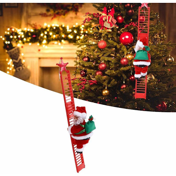 Julenissen Elektrisk Stige, Juleribbe Klatrestige Dekorasjon Elektrisk Juletre Henger Høytids Ornament for Stue