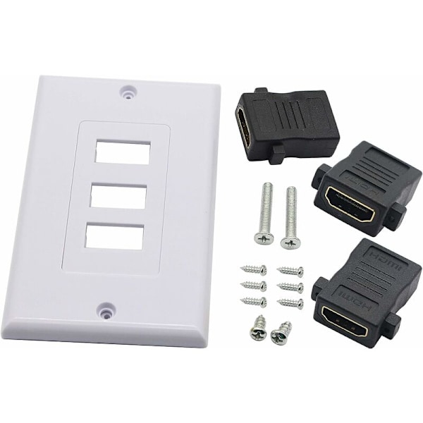 3 Port HDMI 2.0 vægplade HDMI komponent komposit komponent lyd vægmonteringsstik, understøtter 4K 60Hz 1080P perfekt til projektor og hjemmebiograf