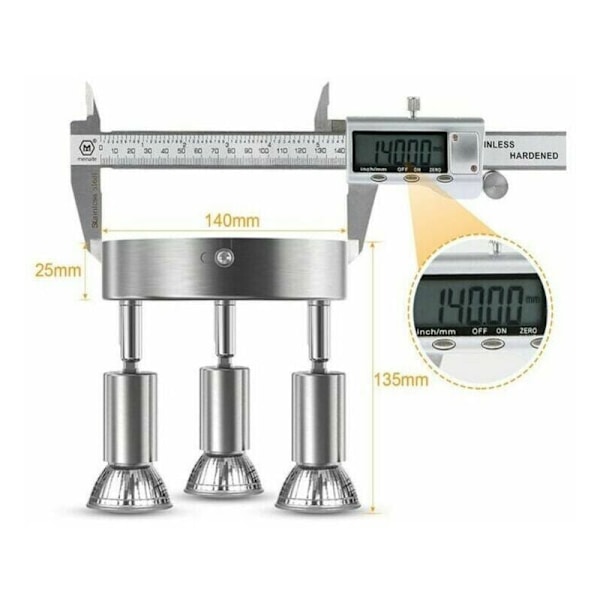 LED spotlight, loftslampe, badeværelseslampe, badeværelseslampe, IP44, justerbar og vippbar spotlight, 3x GU10, 3 justerbare spotlights, varmt lys