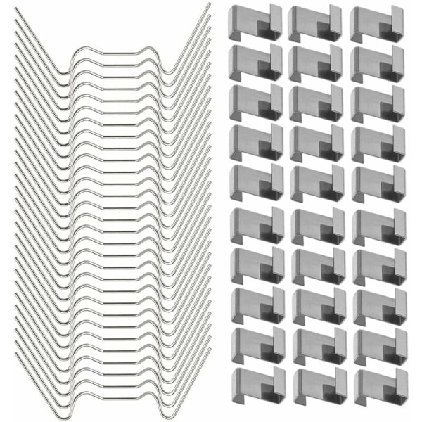 120 stk rustfrie drivhusglassvindufestingklips (med 60 stk drivhusglass W-trådklips og 60 stk drivhusglass Z-overlapklips