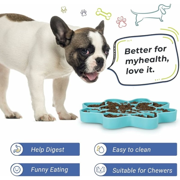 Langsom foderhundemad, sjov langsom foderhundemad til små og mellemstore hunde, langsom foder labyrint design hundemad, himmelblå