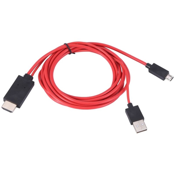 6.5 Feet USB to 1080P HDTV Adapter Converter Cable for Android Galaxy S3 Devices (11 Pin, Red)