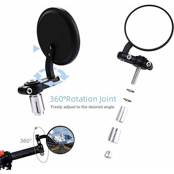 Motorcykel Bakview Spejle, Runde Motorcykel Bakview Spejle 7/8 Tommer 22mm Runde Stang End Spejl-