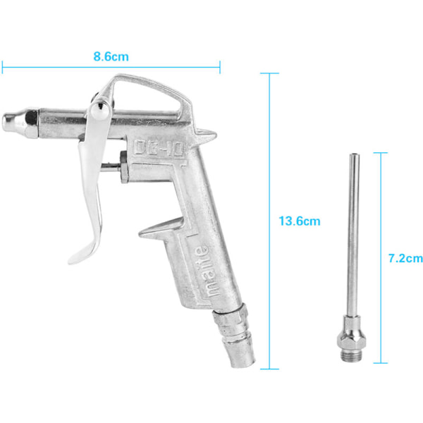 Luftblåsare Luftpistol med Munstycke Lång Legering Uppblåsningspistol för DG-10 Kompressor