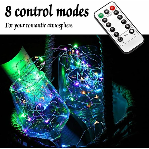 LED-ljusslingor, 2 stycken, 10 m, 100 LED USB-ljusslingor, Vattentät kabel med strömbrytare, Koppartråd Ambient Light Chain för sovrum, inomhus, jul