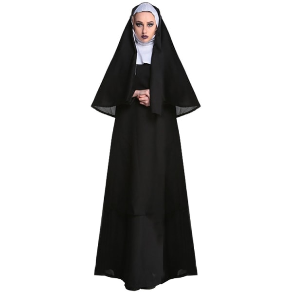 1 set Halloween nunna kostym, vuxna kvinnor maskerad cosplay scen kostym