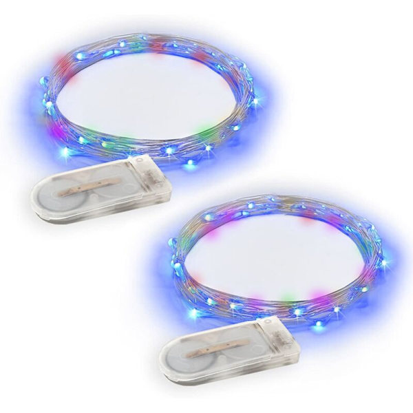 2-pack 6,5 fot 20 LED-lampor, Batteridrivna Fe-lampor för Uteplats, Sovrum, Semesterdekoration, etc. - fyra färger