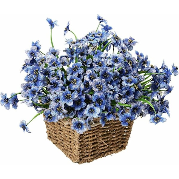 10 Bundter Kunstige Udendørs Blomster UV-Resistente, Fadedfri Falske Violetblomster til Indendørs/Udendørs Hængende Planter, Have, Terrasse, Veranda, Vindue, Hjem