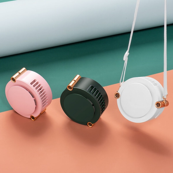 Bladløs hængende halsventilator, mini bærbar USB genopladelig 1800MAh, håndholdt til udendørs - Pink