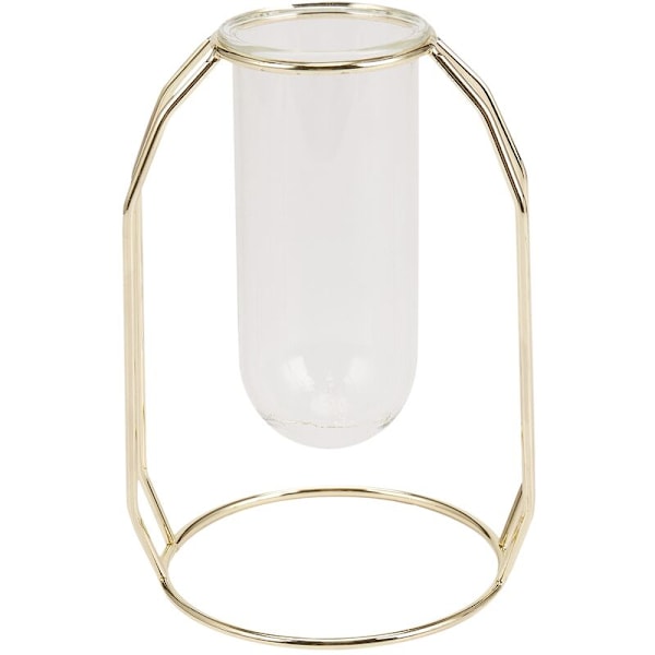 Nordisk glasvas, modern guldpläterad järnblomvas, trendig växtvas, bröllopsdekoration, kreativt terrariumrum (kort)