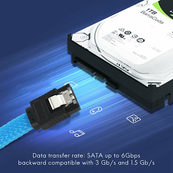 50cm Sata 3.0 III Sata3 7Pin datakabel 6Gb/S SSD-kablar hårddisk datakabel med nylonjacka med hårddisk och nylonjackad version (blå)