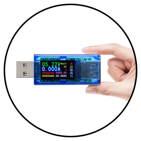 USB-tester, AT34 USB 3.0 Farve LCD Voltmeter Amperemeter Strømmåler Multimeter USB-oplader Tester
