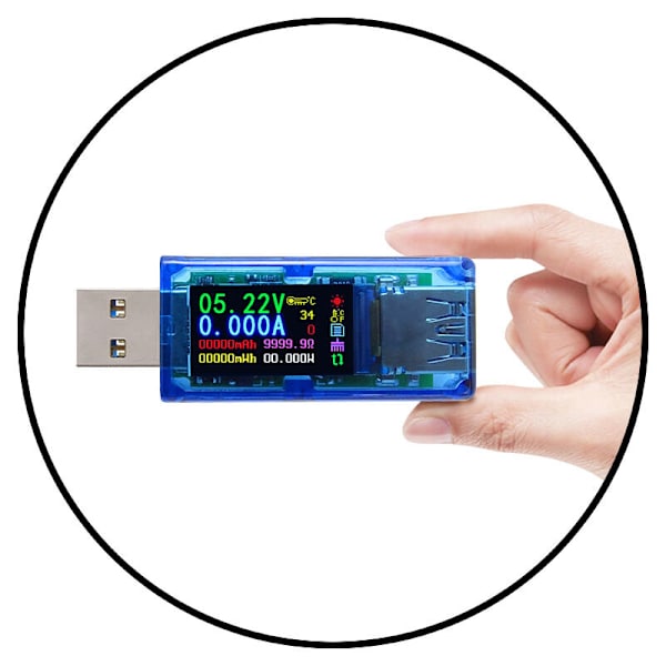 USB-testeri, AT34 USB 3.0 värillinen LCD-jännitteenmittari ampeerimittari virtamittari multimetri USB-laturin testaaja