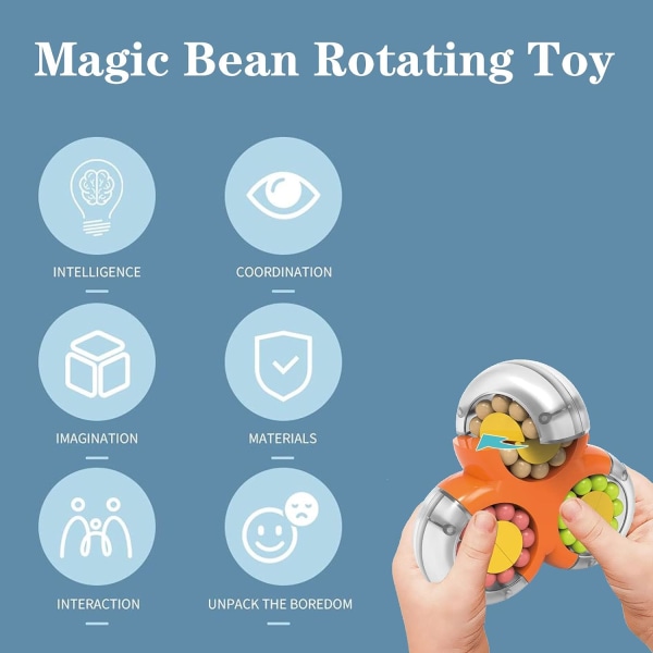Magic Bean Børneroterende Rubik's Cube Legetøj Magic Bean Finger Pædagogisk legetøjsspil Stressreduktion IQ-puslespil Teenage Voksen (blå)