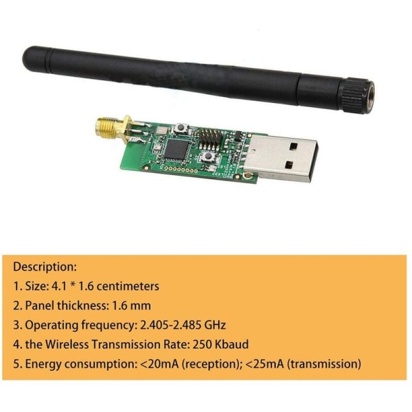 Zigbee CC2531 Trådlös Paketprotokoll Analysator Sniffer Bare Board USB Interface Dongle Capture Packet Modul + Antenn