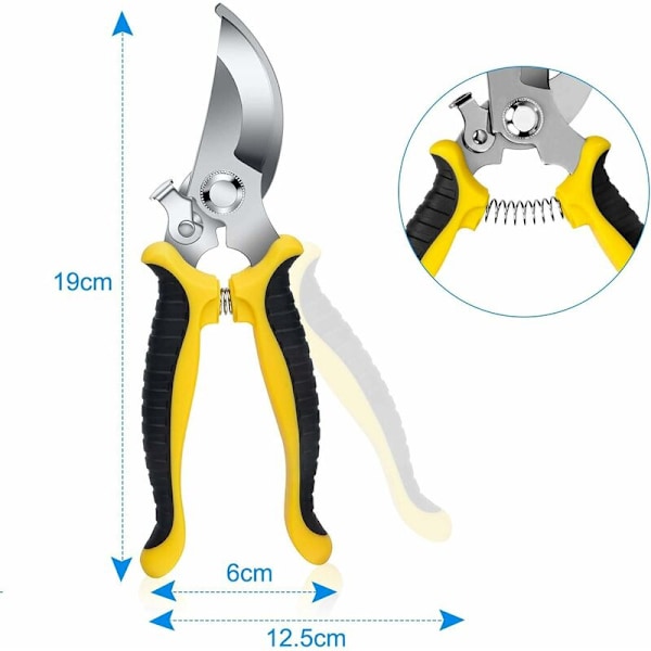 Puutarhan leikkaussakset - Puutarhasakset ruostumattomasta teräksestä valmistetulla terällä/jousella ja liukumattomalla kahvalla