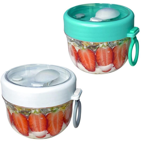 600 ml bärbar lunchmugg multifunktionell transparent över natten havregrynsbehållare med lock och sked
