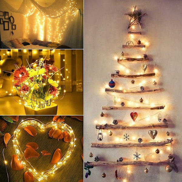 [2-pack] Solcellsstränglampor för utomhus, 12m 100 LED Vattentäta Solcells-Jul-Fairy Lights 8 lägen Dekorationslampa för Trädgård Patio Yard Hem Bröllop