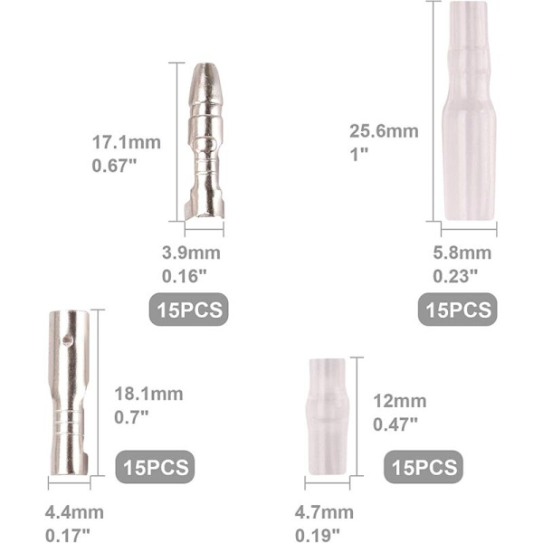 150 stk. 2,8 mm 4,8 mm 6,3 mm Trådspidsforbindelser 3,9 mm Kugleforbindelser Sæt Han og Hun Hurtig Trådsammenføjning Krympe Terminalblok til DIY Elektrisk