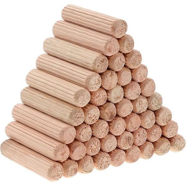 500 stycken träpluggar 8x40mm, möbelpluggar, räfflade träpluggar, träplugg för möbelhantverksprojekt och DIY