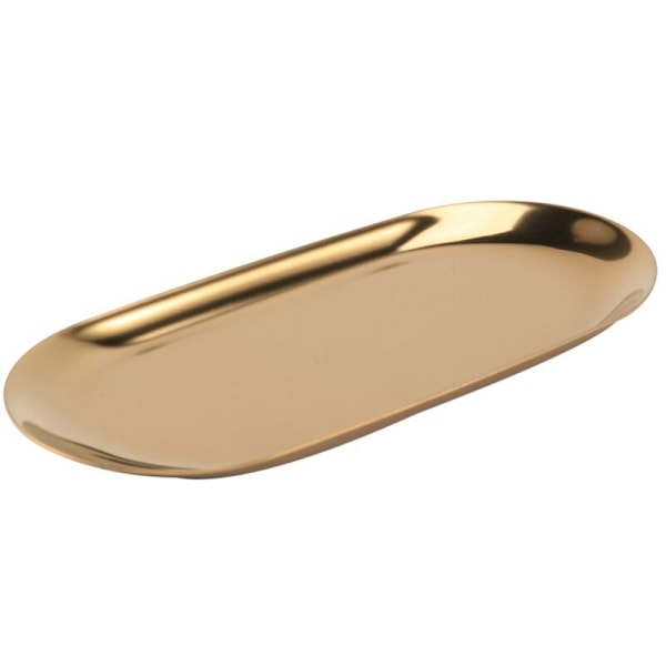 3X Guld Metal Opbevaringsskuffe Oval Frugtfad Prikkede Små Genstande Display Spejl