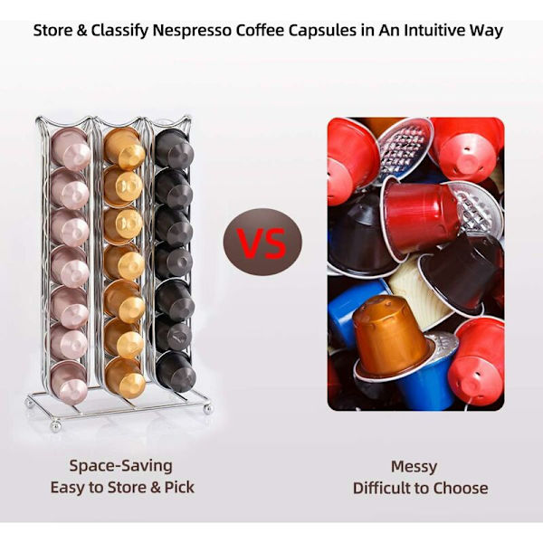 Kaffe Kapselhållare för 42 stycken Nespresso Kaffe Kapslar, Nespresso Kapsel Kaffehållare, Kaffe Pod Hållare Stativ, Kaffe Rack Förvaring Hållare