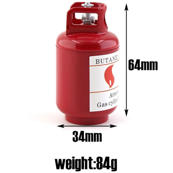 Mini metall simulerad butangasbehållare för RC-bil på 1/10 Axial SCX10 90046 TRX4 TRX6 D90, 2
