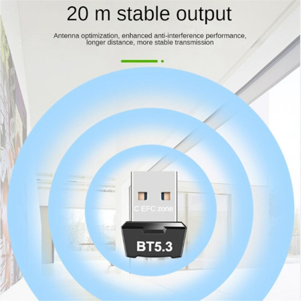 Bluetooth-adapter RTL5.3 Datamaskin Driver-fri USB Trådløs Bluetooth-mottaker Sender Bluetooth Audio Headset