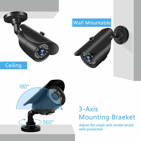1080P 2.0MP Analogt Kuglekamera med Indbygget Metalhus 36 stk. IR-CUT LED Lys Smart Bevægelsessystem IP66 Vandafvisende PAL System, Enkeltdelskamera