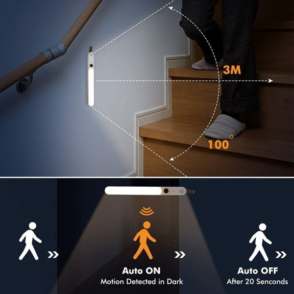 Under-skab belysning, 30 LED super lyse bevægelsessensor lys, 3 niveauer justerbar skab lys batteridrevet LED-lampe