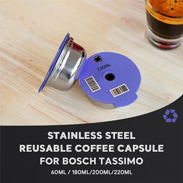 Kaffe-kapsel for maskinfiltrering, påfyllbar silikonlokk, erstatning, 220 ml kaffe