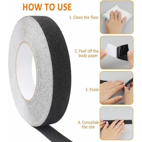 Antiskli teip, 15M25MM trappeantiskli teip bruker selvklebende design, PVC sklisikker teip for alle slags trapper og lim antiskli teip