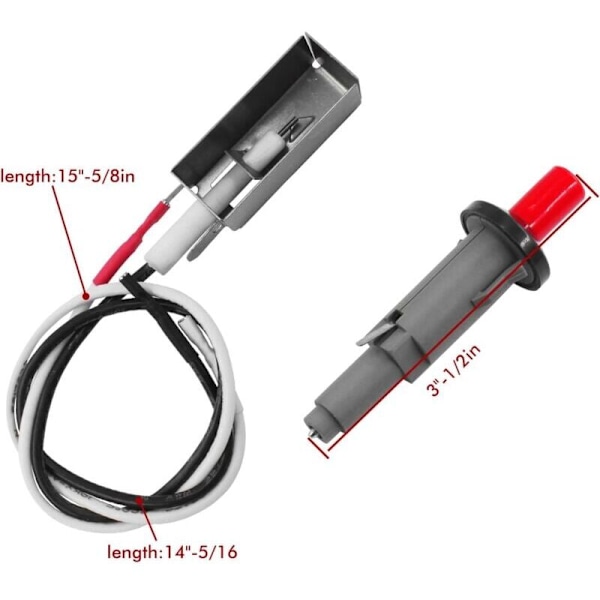 Piezo-tenningsett for Weber grillmodell 7510, Spirit E-210, Spirit 500/700, Genesis E-310/E-320, Genesis Silver B/C, Genesis Gold B