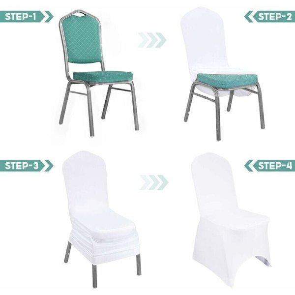 10 stk Stretch Spandex Stolkseter Trekk Avtakbare Vaskbare Stolkseter for Bryllup Bankett Seremoni Hotell Spisestue Fest Dekorasjon
