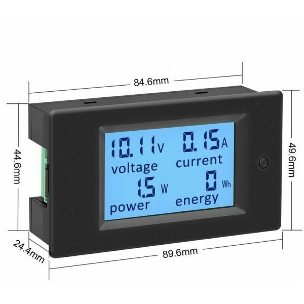 Voltmeter med LCD-display, 12V Amperemeter Tester Indikator, Digital Strömförsörjning Spänning Ström DC 6.5 - 100V 100A Voltamp Watt Multimeter
