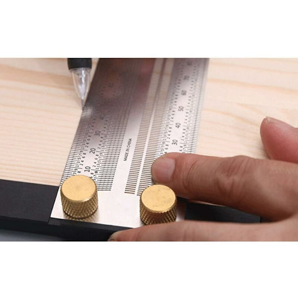 Markering T-regel Hög precision Träbearbetning Skrivare Linjal Skala med Hål Skrivare Linjal Mätare Mätverktyg Snickare Markering Verktyg (200mm)