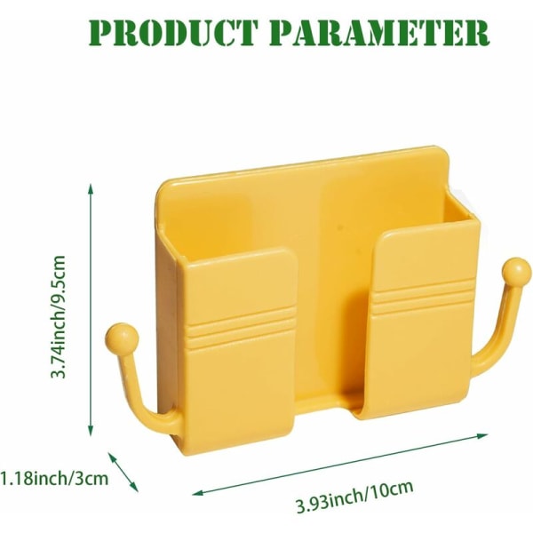 4-pak veggmontert telefonholder med krok, selvklebende oppbevaringsboksholder for fjernkontroll, veggmontert fjernkontrollholder for lader