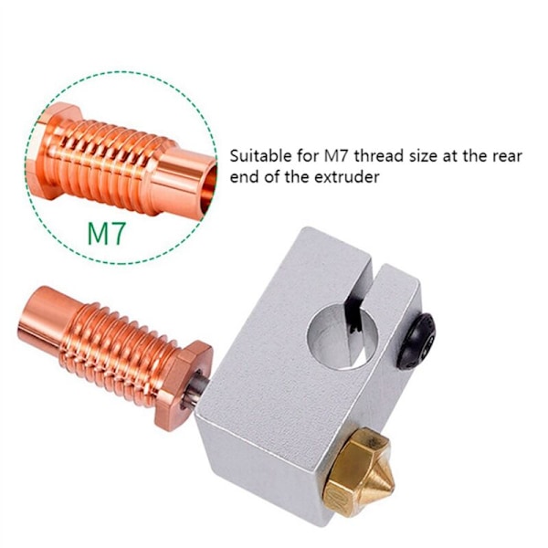 4 stk Serie 3D-printeroppgradering Høytemperaturbestandig M6 Titanlegering Rød Kobber Hals Bimetall for V6 HOTEND